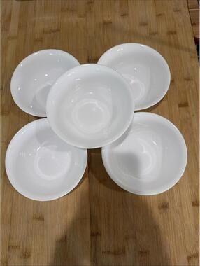 VTG Set of 5 Corelle Winter Frost White Soup Cereal Ice Cream Bowls 6 1/4" *